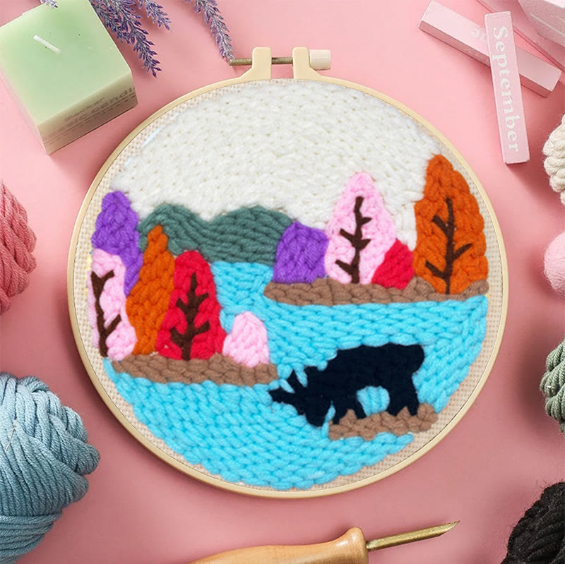 Colourful Lakeside Punch Needle Kit - Diy Handmade Collection | Basic Needle Craft  - image 4