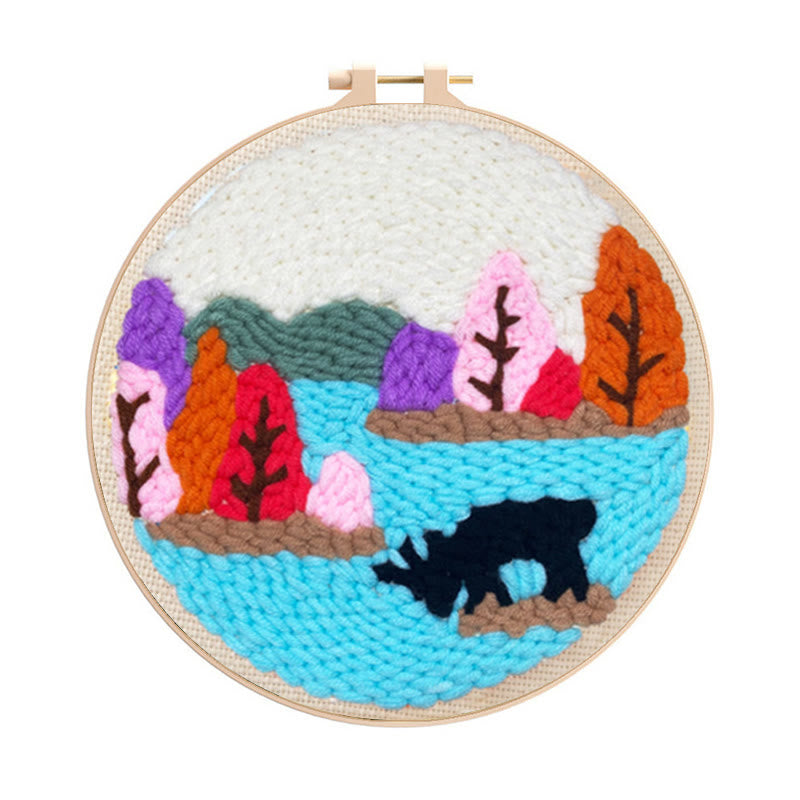 Colourful Lakeside Punch Needle Kit - Diy Handmade Collection | Basic Needle Craft  - Colourful Lakeside Punch Needle Kit - image 0