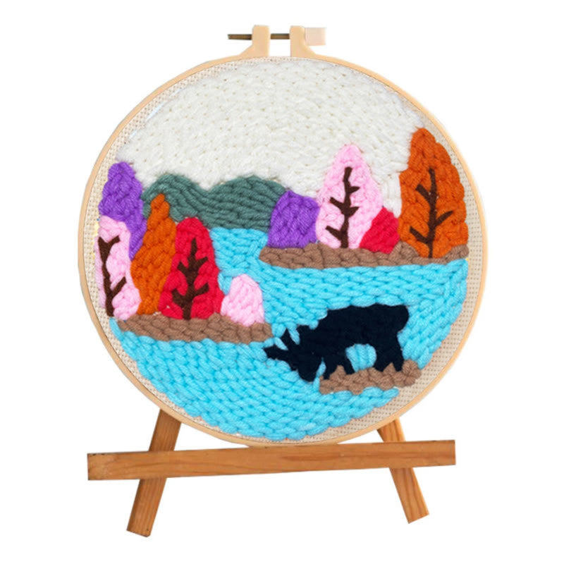 Colourful Lakeside Punch Needle Kit - Diy Handmade Collection | Basic Needle Craft  - image 1