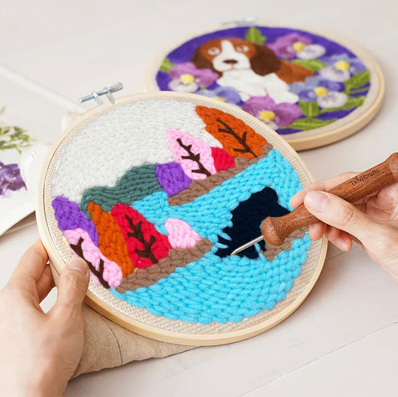 Colourful Lakeside Punch Needle Kit - Diy Handmade Collection | Basic Needle Craft  - image 2