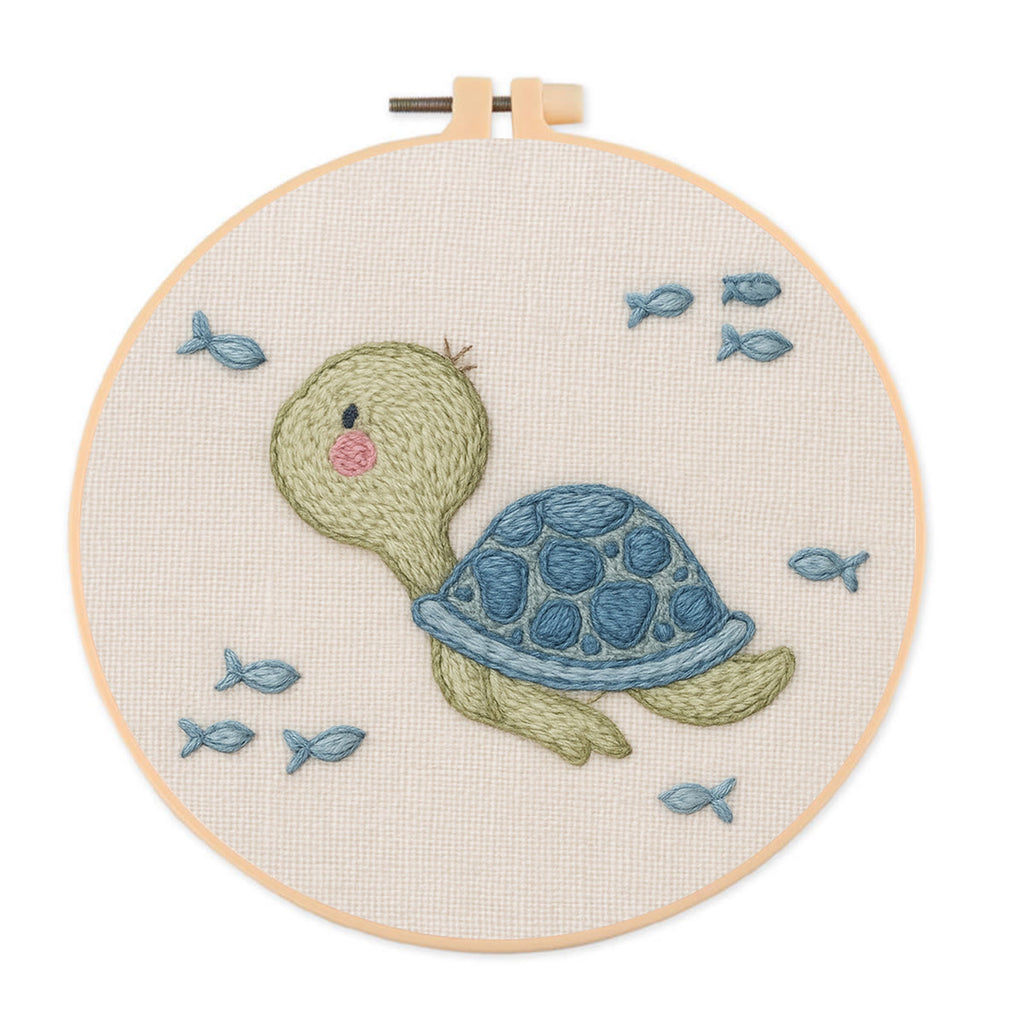 Rubbyoo Embroidery Kit - Cute Little Turtle | Handmade Decoration Gift - 20*20cm - image 0