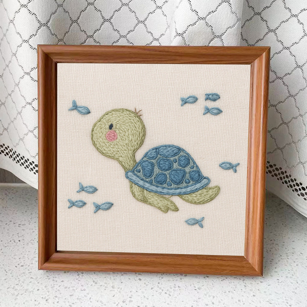 Rubbyoo Embroidery Kit - Cute Little Turtle | Handmade Decoration Gift - Embroidery Kit Plus An Extra Frame - image 8