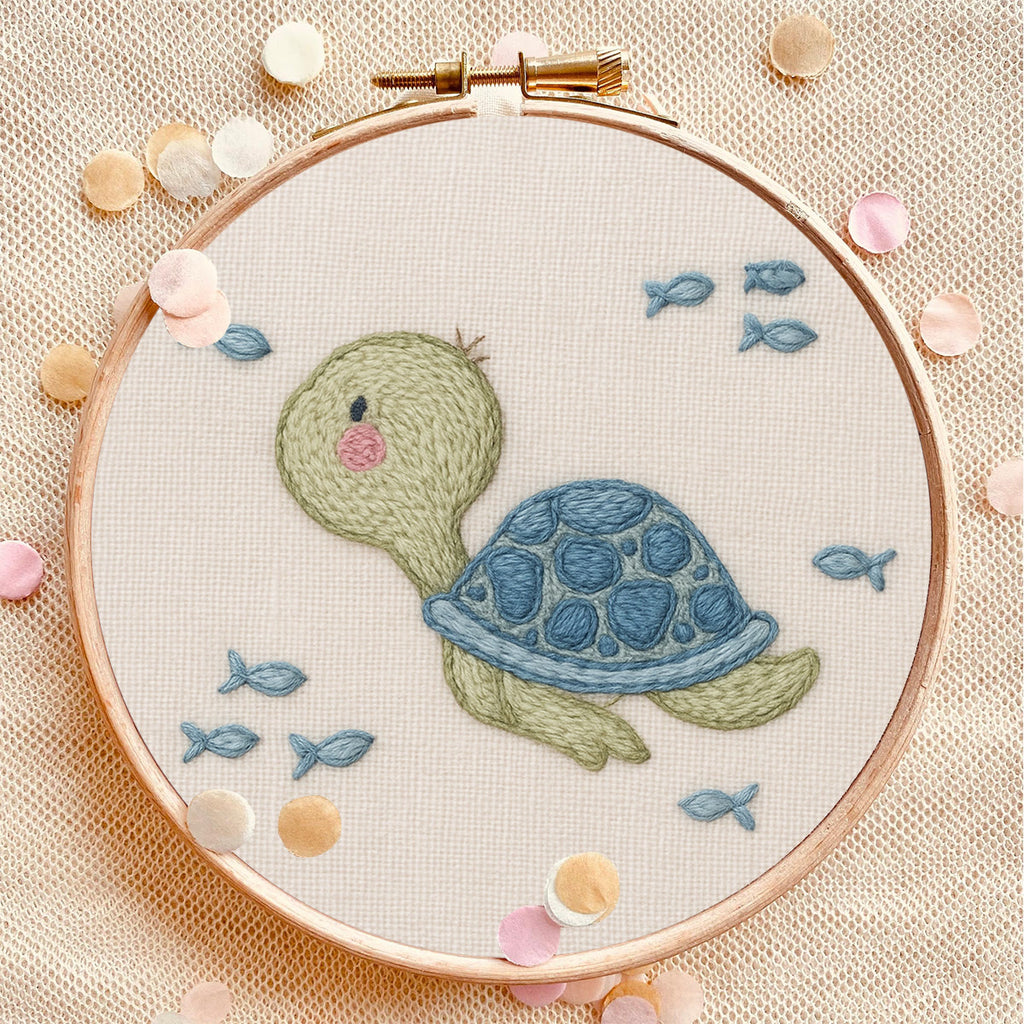 Rubbyoo Embroidery Kit - Cute Little Turtle | Handmade Decoration Gift - image 3