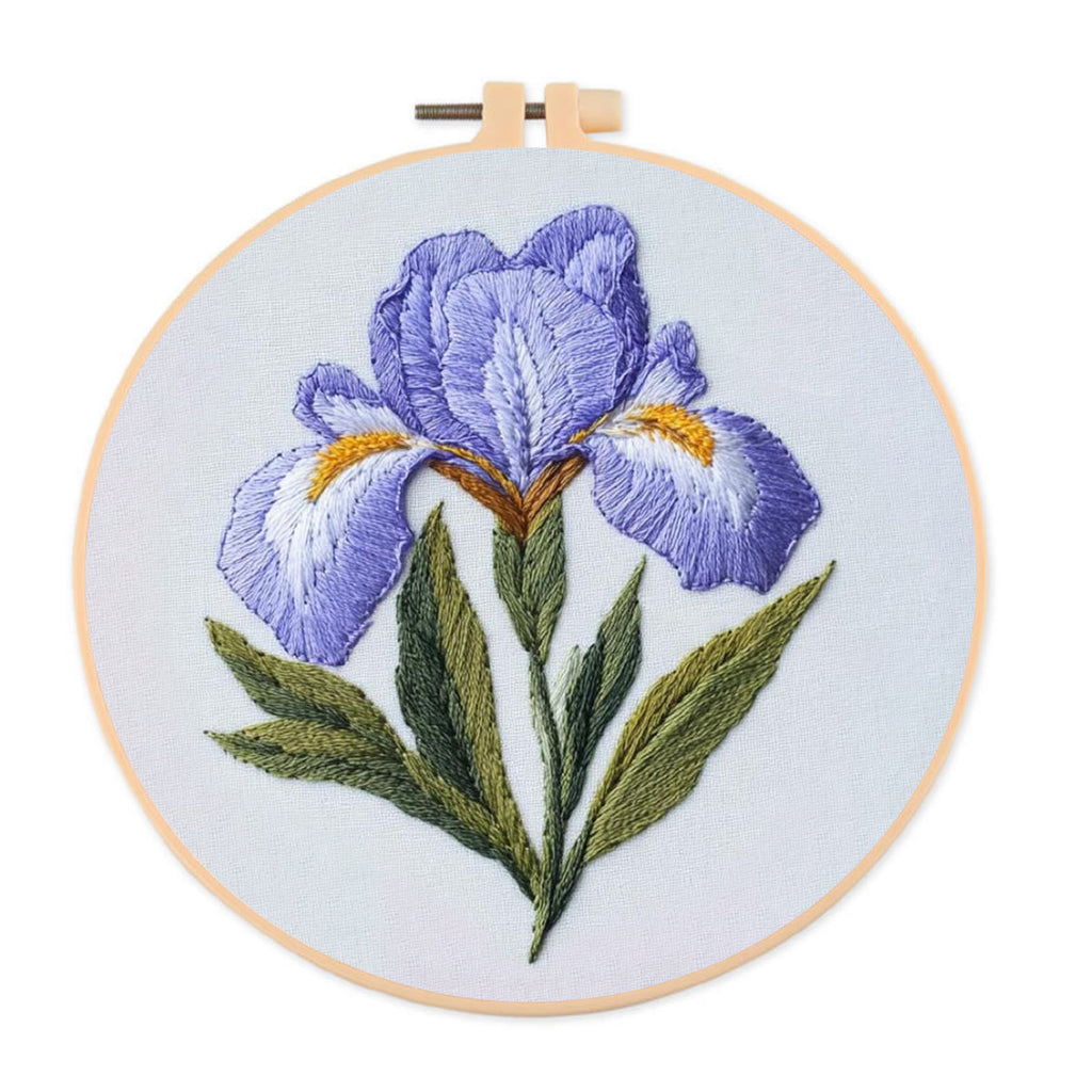 Rubbyoo Embroidery Kit - Purple Iris Flower |  Handmade Floral Craft - 20*20cm - image 0
