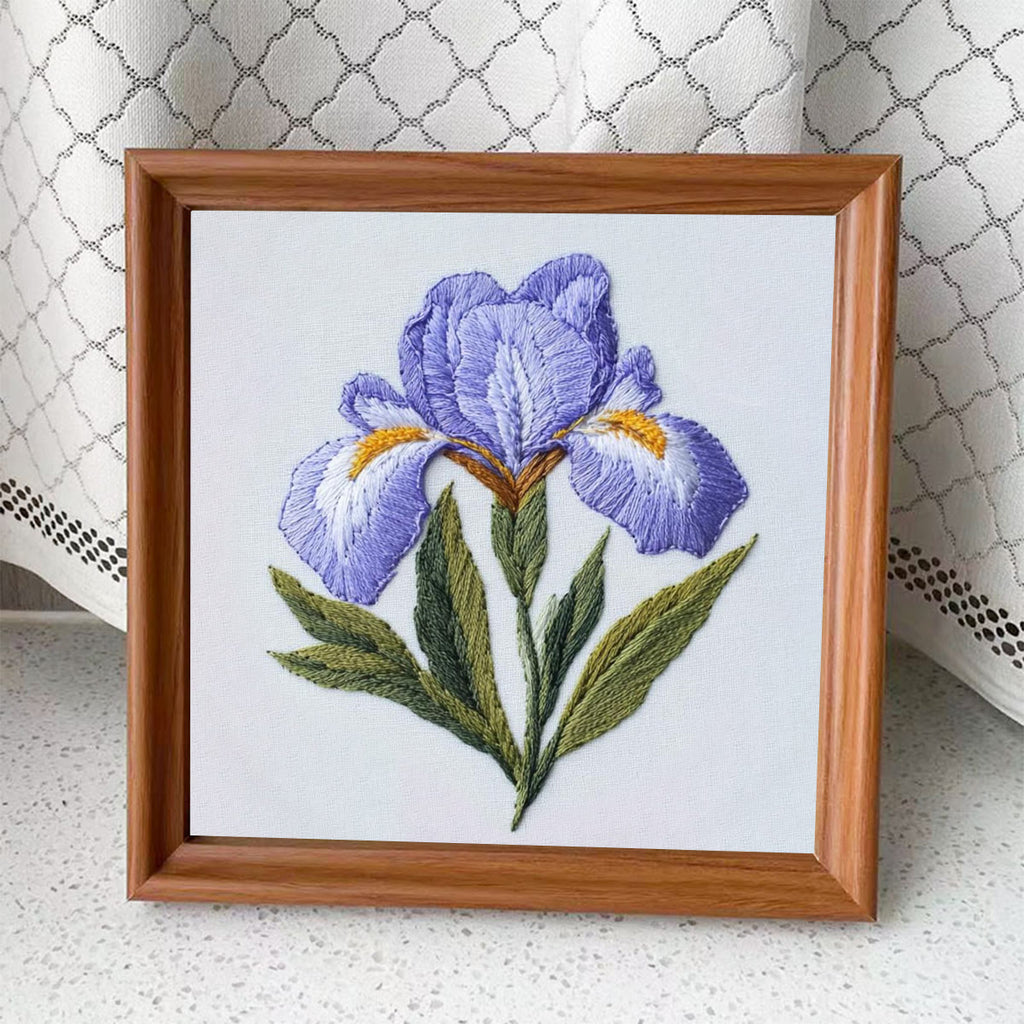 Rubbyoo Embroidery Kit - Purple Iris Flower |  Handmade Floral Craft - Embroidery Kit Plus An Extra Frame - image 8