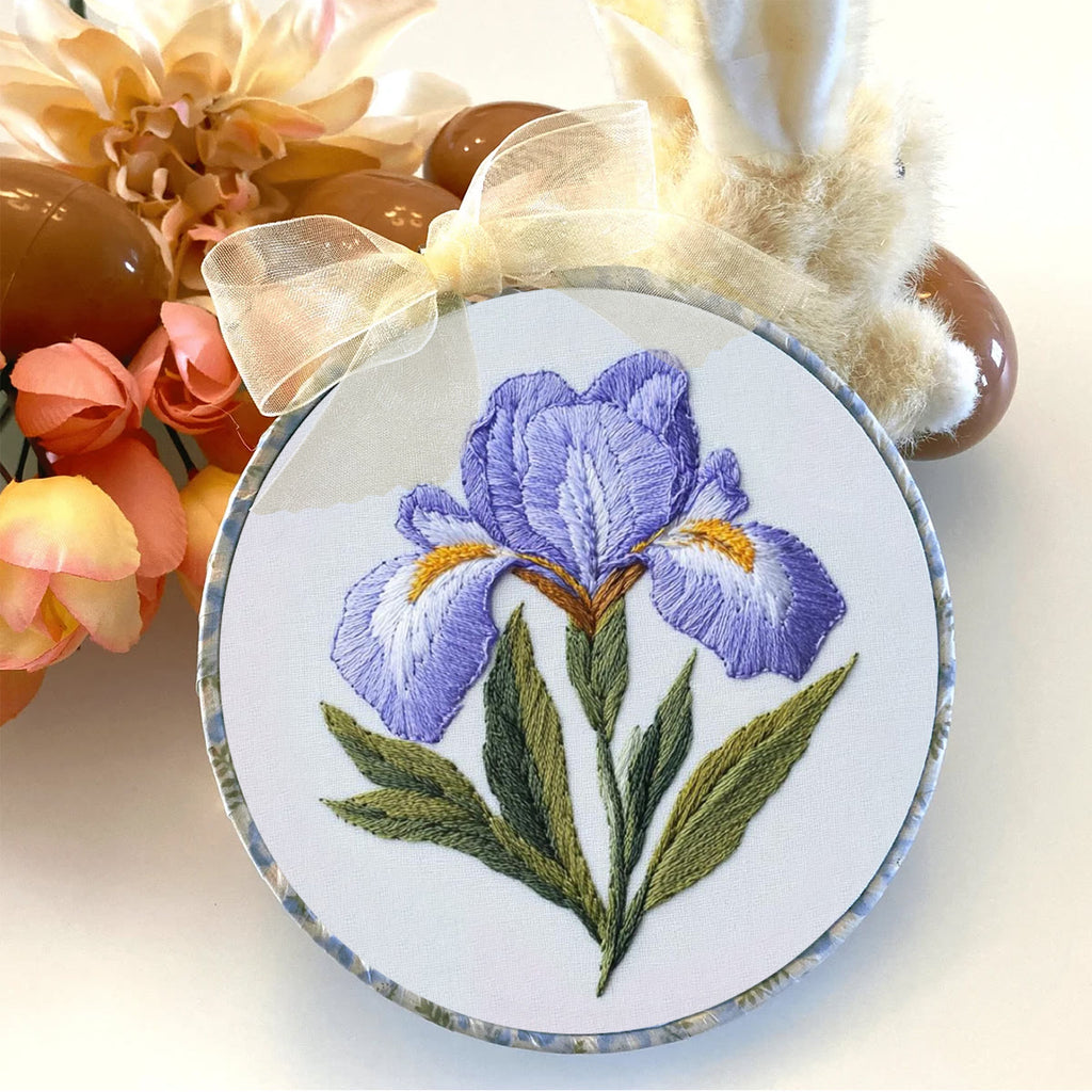 Rubbyoo Embroidery Kit - Purple Iris Flower |  Handmade Floral Craft - image 3