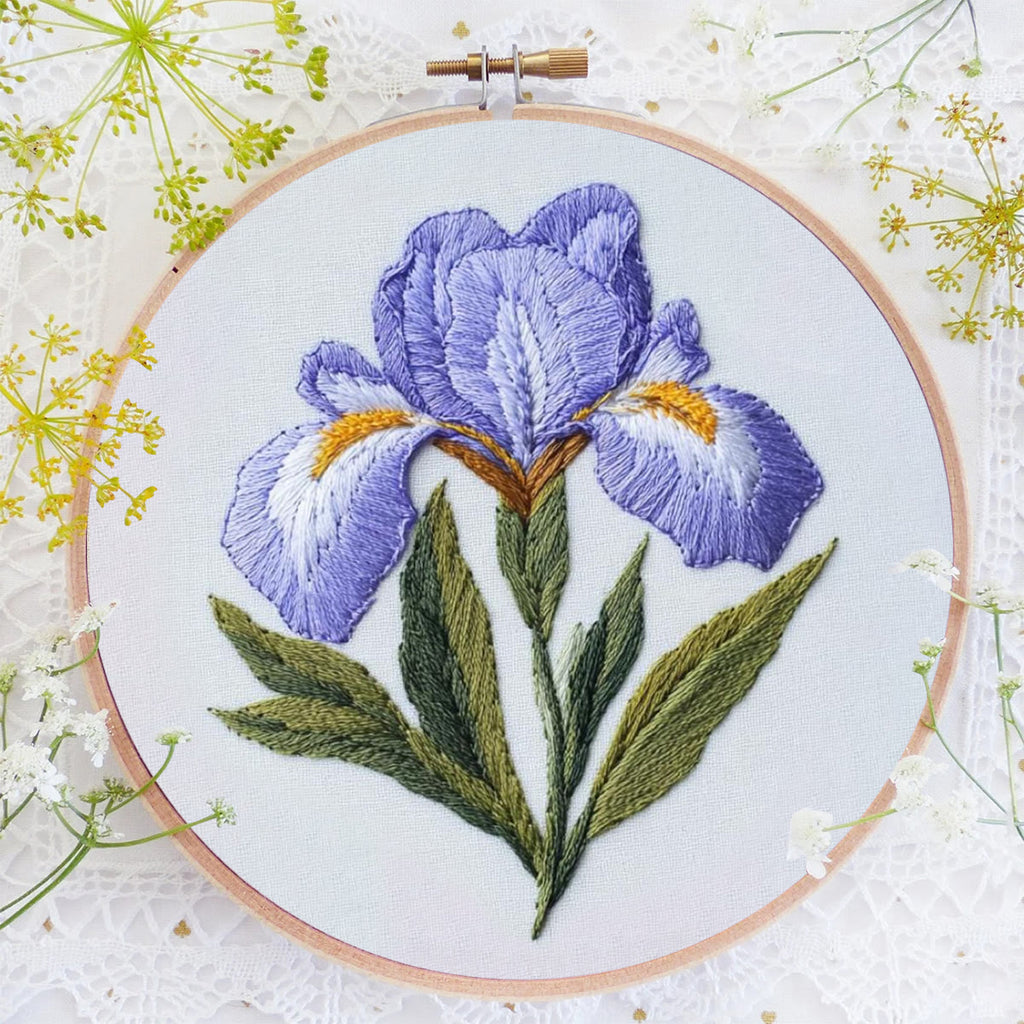 Rubbyoo Embroidery Kit - Purple Iris Flower |  Handmade Floral Craft - image 5
