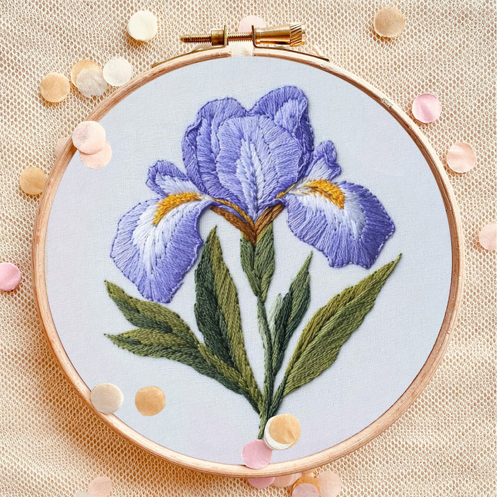 Rubbyoo Embroidery Kit - Purple Iris Flower |  Handmade Floral Craft - image 4