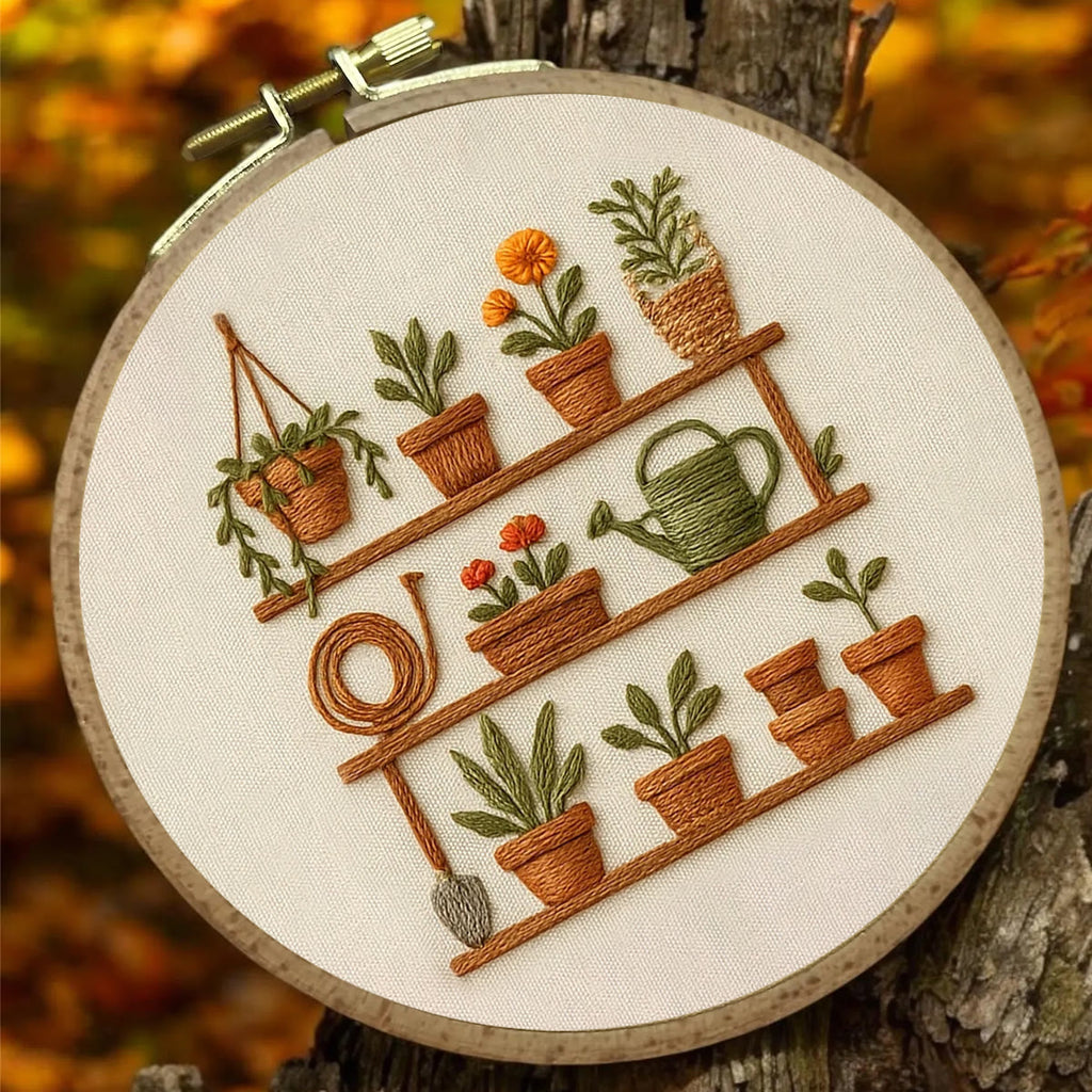 Rubbyoo Embroidery Kit - Plant Pots Shelf | Starters Handmade Craft - image 3