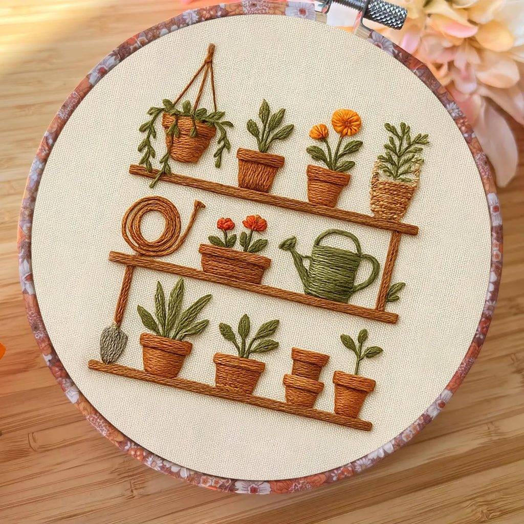 Rubbyoo Embroidery Kit - Plant Pots Shelf | Starters Handmade Craft - image 2