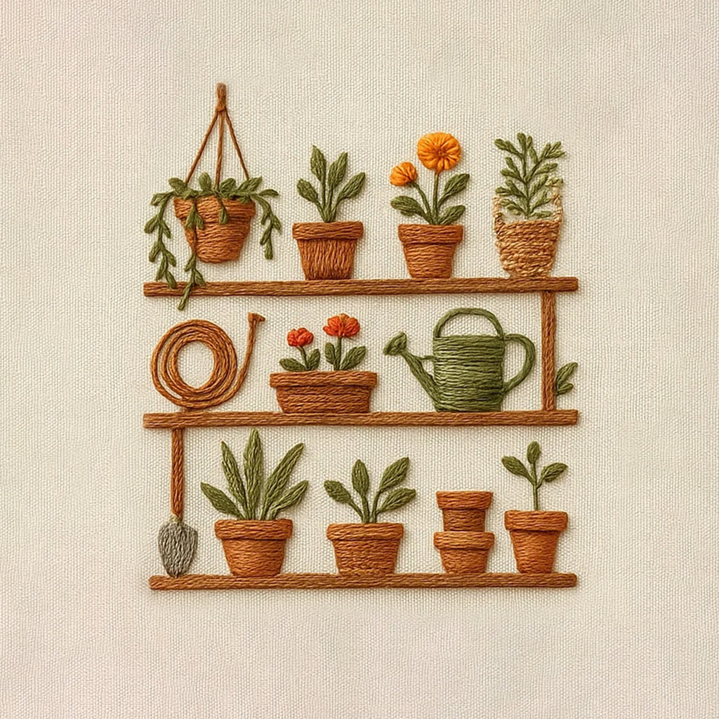 Rubbyoo Embroidery Kit - Plant Pots Shelf | Starters Handmade Craft - image 7