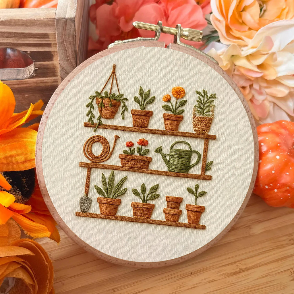 Rubbyoo Embroidery Kit - Plant Pots Shelf | Starters Handmade Craft - image 5