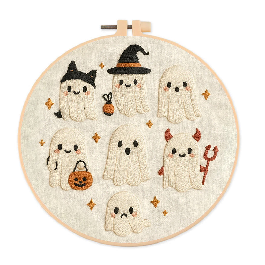 Rubbyoo Embroidery Kit - Halloween Ghost  | Diy Holiday Artwork - 20*20cm - image 0