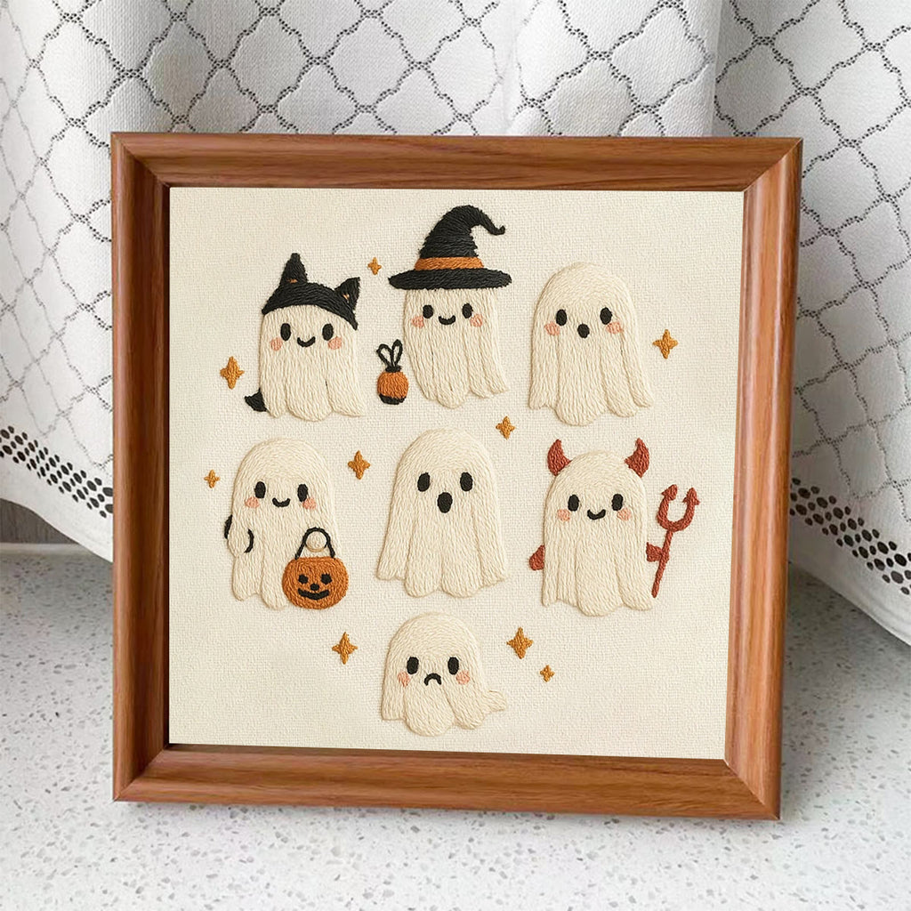 Rubbyoo Embroidery Kit - Halloween Ghost  | Diy Holiday Artwork - Embroidery Kit Plus An Extra Frame - image 7