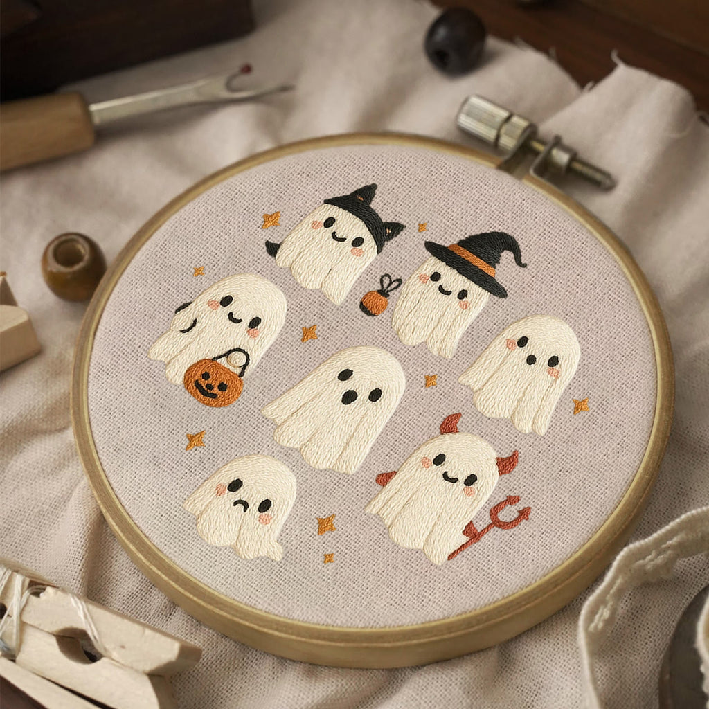 Rubbyoo Embroidery Kit - Halloween Ghost  | Diy Holiday Artwork - image 2