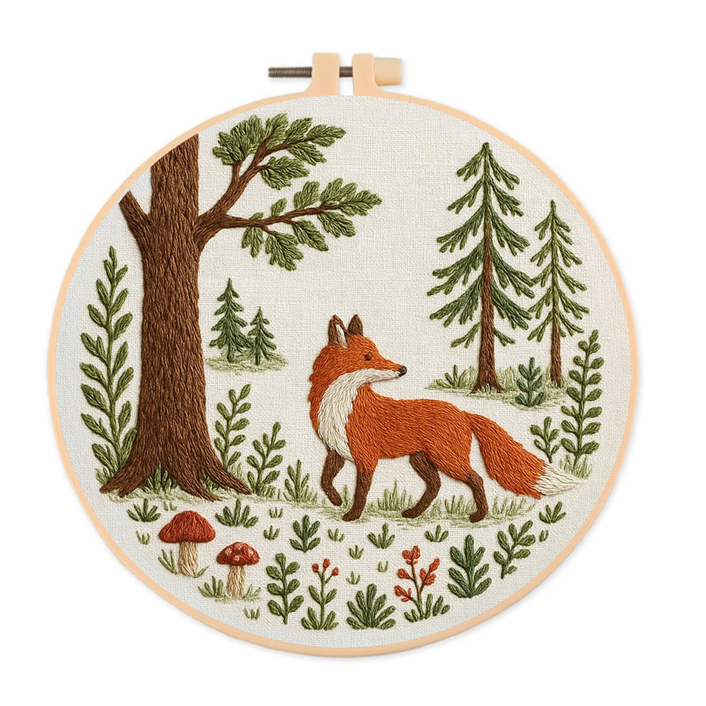 Rubbyoo Embroidery Kit - Woodland Fox | Handmade Animal Craft - 20*20cm - image 0