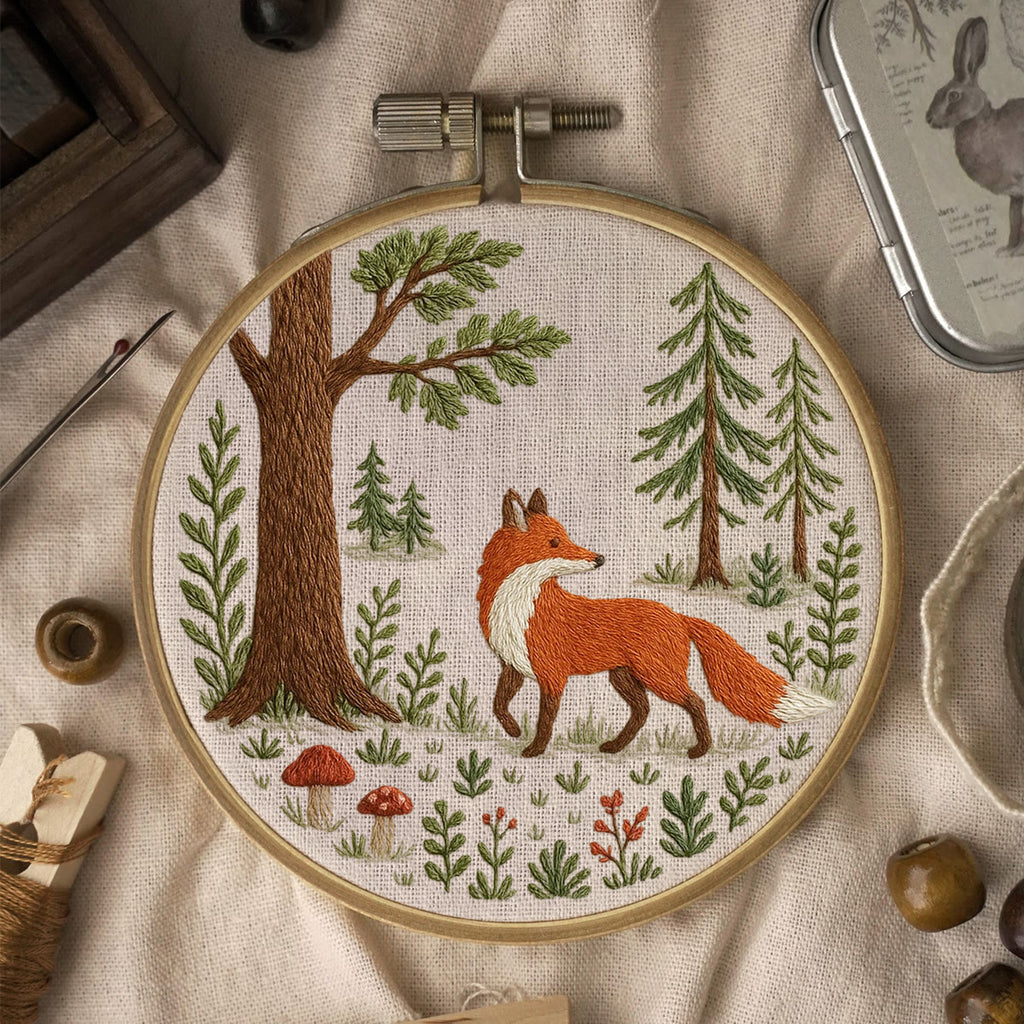Rubbyoo Embroidery Kit - Woodland Fox | Handmade Animal Craft - image 1