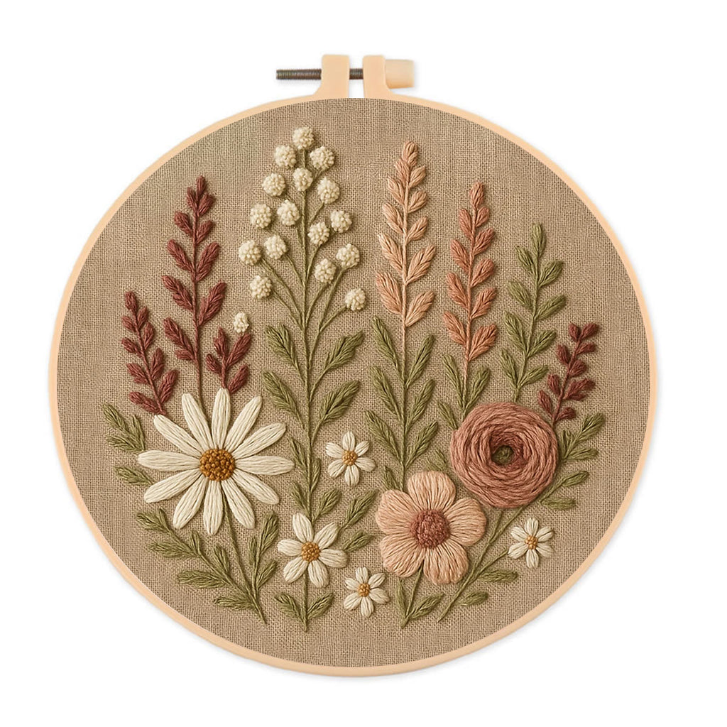 Rubbyoo Embroidery Kit - Flower Blossoms  | Diy Floral Stitchwork - 20*20cm - image 0