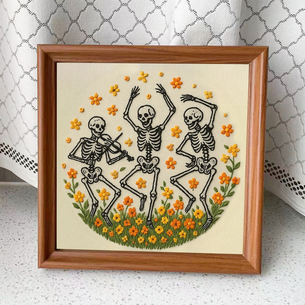 Rubbyoo Embroidery Kit - Spooky Skeleton |  Diy Halloween Needlework - Embroidery Kit Plus An Extra Frame - image 8