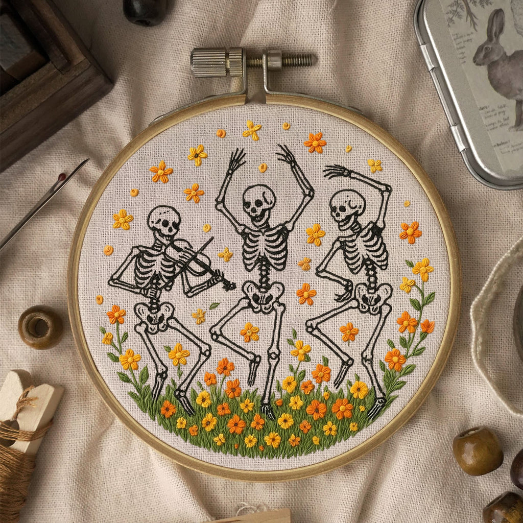 Rubbyoo Embroidery Kit - Spooky Skeleton |  Diy Halloween Needlework - image 1