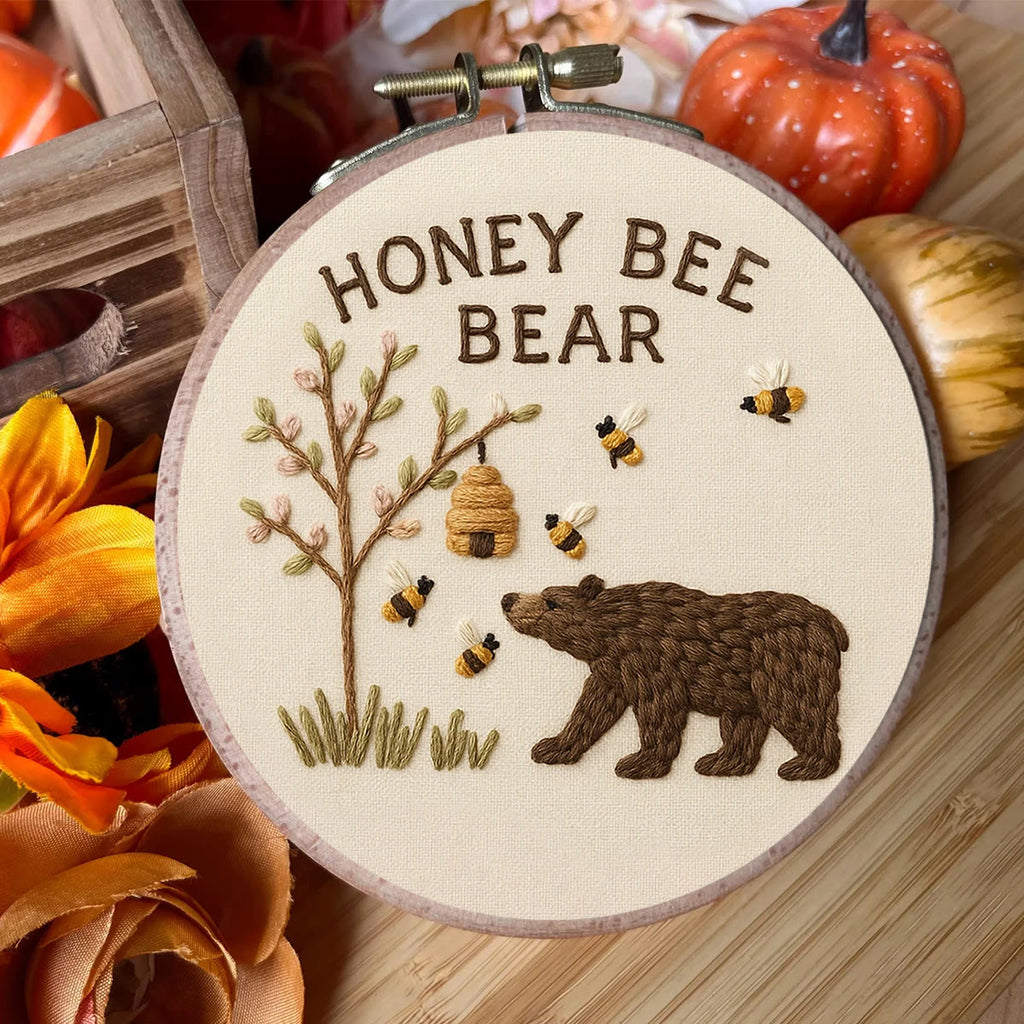 Rubbyoo Embroidery Kit - Bee And Bear | Cute Animal Craft - image 3