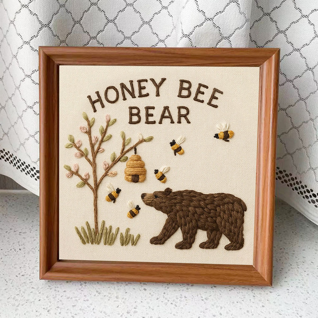Rubbyoo Embroidery Kit - Bee And Bear | Cute Animal Craft - Embroidery Kit Plus An Extra Frame - image 7