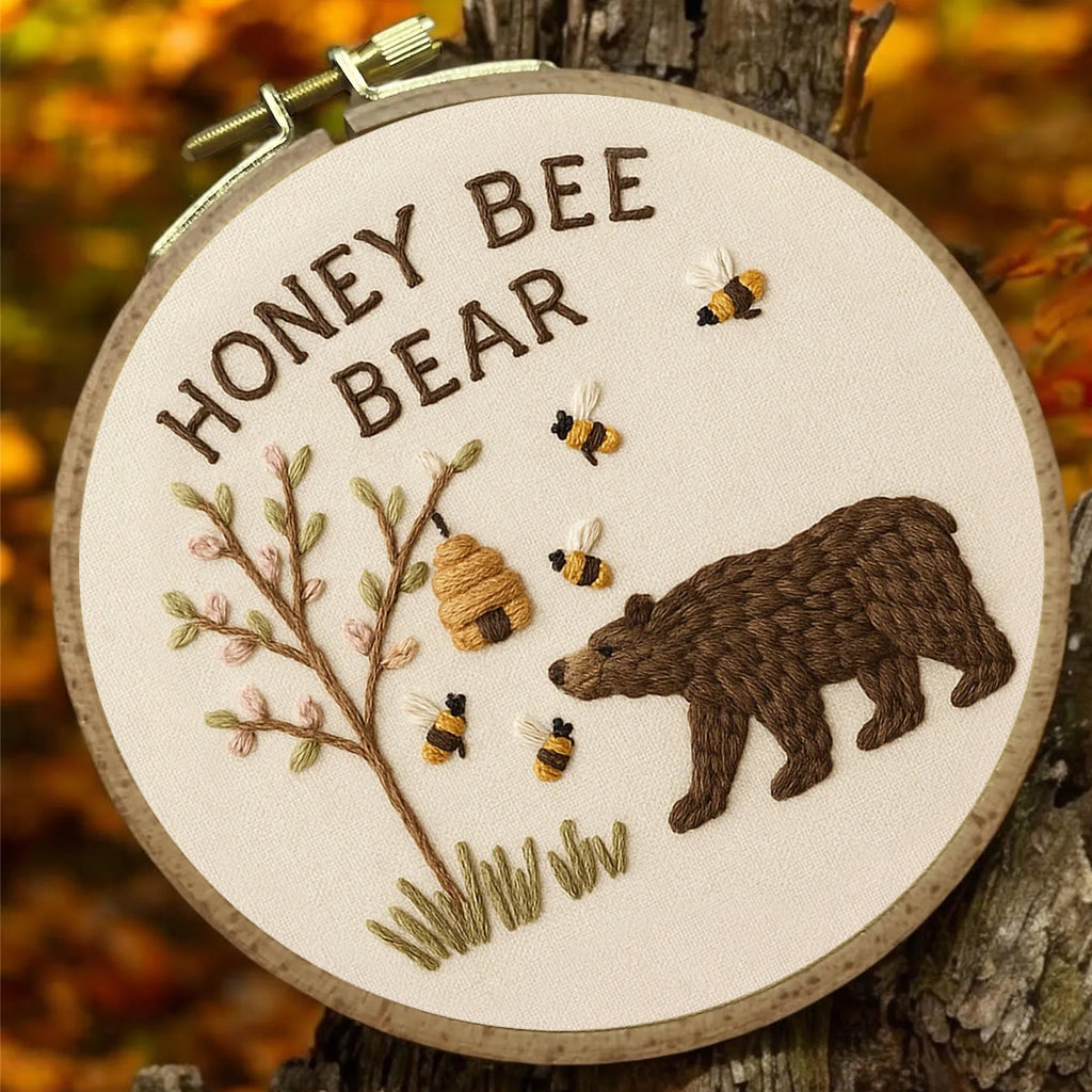 Rubbyoo Embroidery Kit - Bee And Bear | Cute Animal Craft - image 4