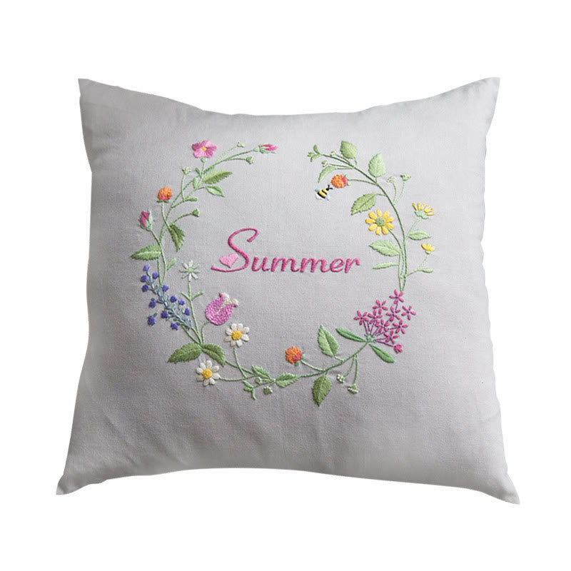 Embroidered Season Series Pillow Case Kits  | Nice Housewarming Gifts | Diy Room Decoration - Summer - image 5