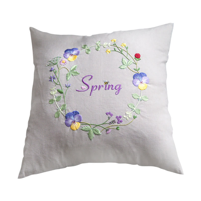 Embroidered Season Series Pillow Case Kits  | Nice Housewarming Gifts | Diy Room Decoration - Spring - image 4