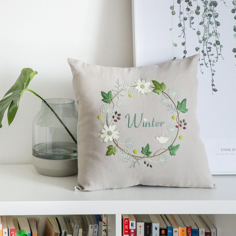 Embroidered Season Series Pillow Case Kits  | Nice Housewarming Gifts | Diy Room Decoration - image 0