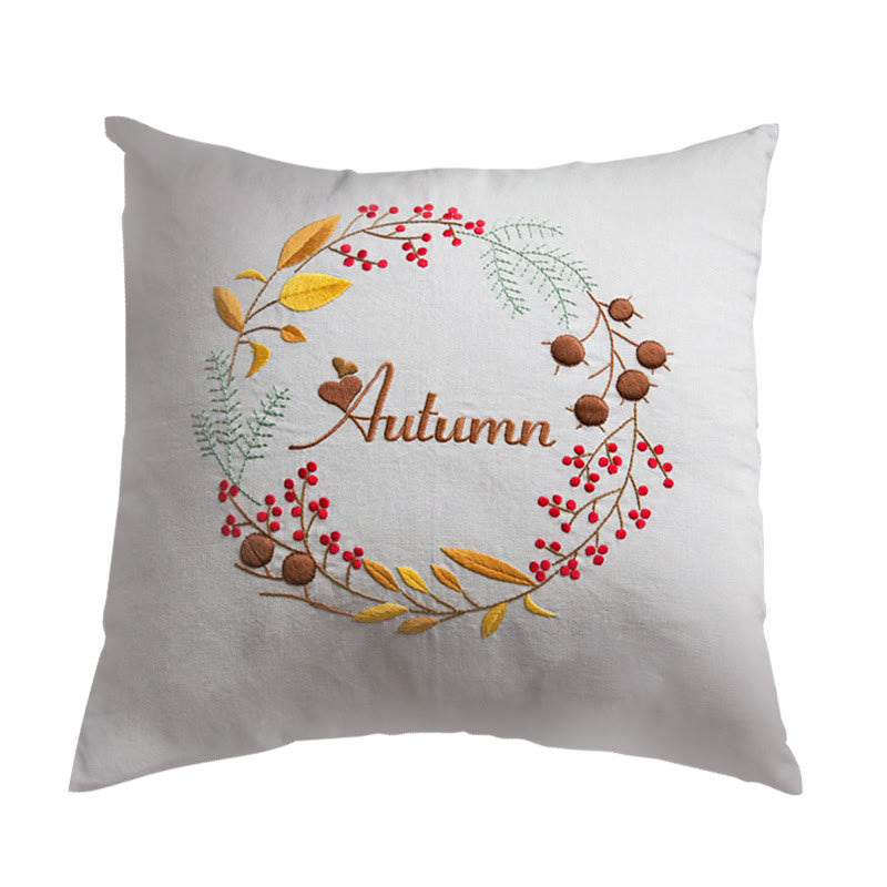 Embroidered Season Series Pillow Case Kits  | Nice Housewarming Gifts | Diy Room Decoration - Autumn - image 6