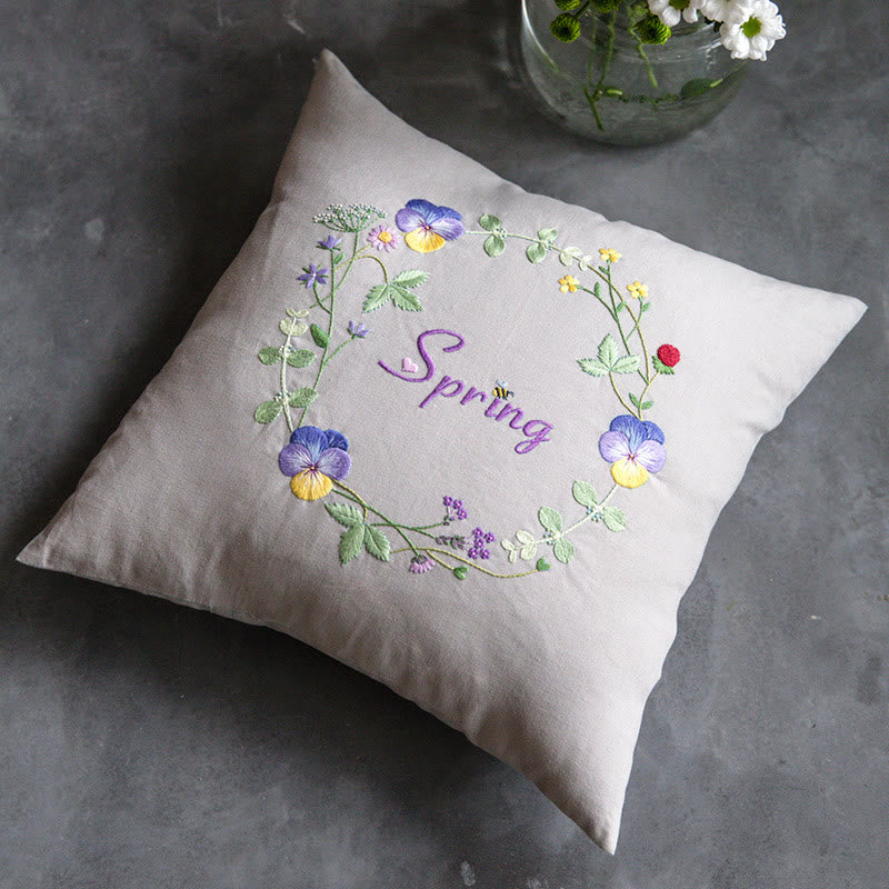 Embroidered Season Series Pillow Case Kits  | Nice Housewarming Gifts | Diy Room Decoration - image 1