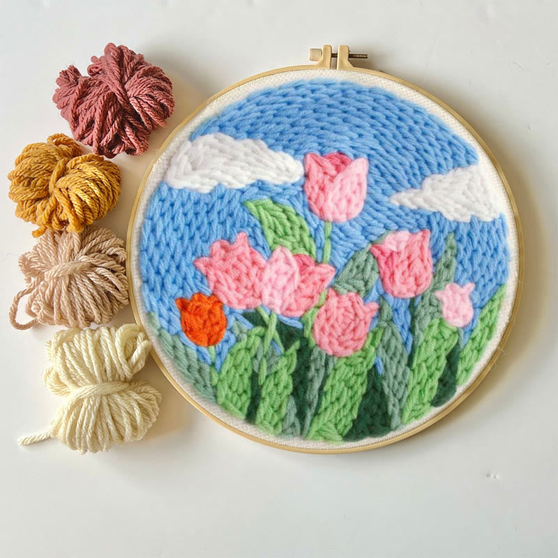 Pink Tulips Punch Needle Kit - Floral Desk Decoration | Easy Craft For Beginner - image 9