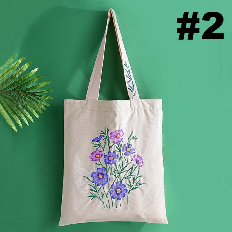  Embroidery Canvas Tote Bag Kits | Beautiful Flower Shoulder Bag  | Diy Market Bag - #2 - image 3
