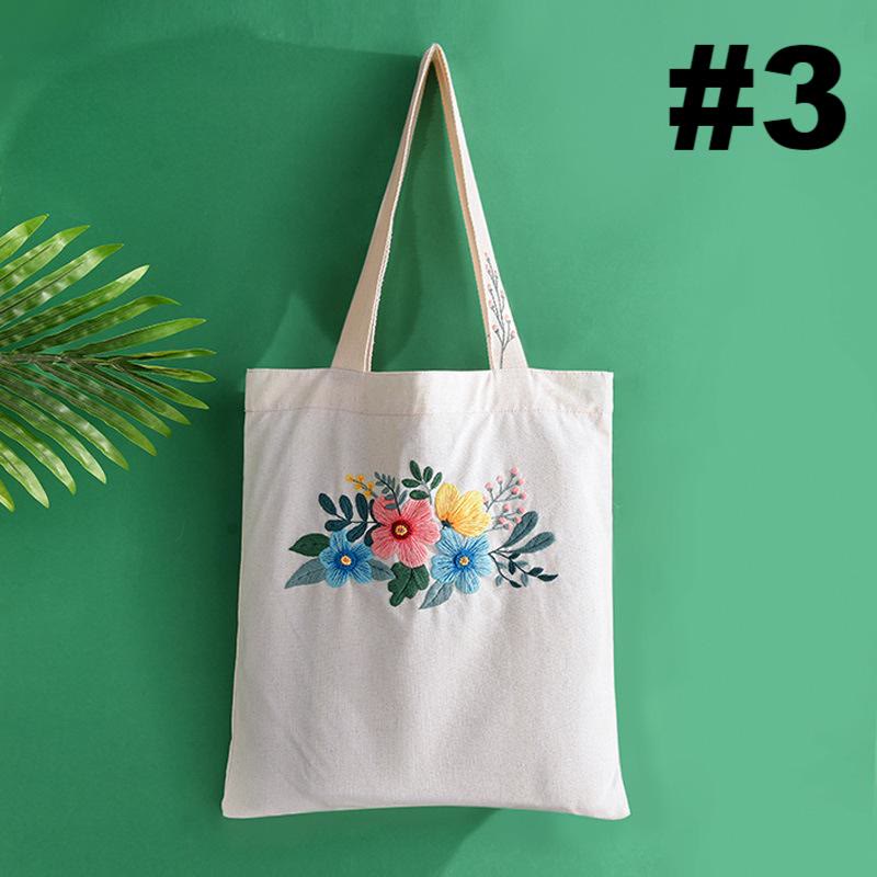  Embroidery Canvas Tote Bag Kits | Beautiful Flower Shoulder Bag  | Diy Market Bag - #3 - image 4