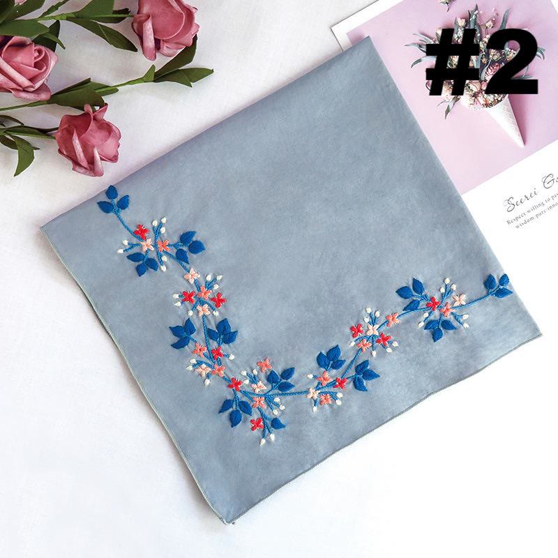 Embroidery Handkerchief Kit | Diy Floral Needlework |  Handicraft For Mother - #2 - image 3