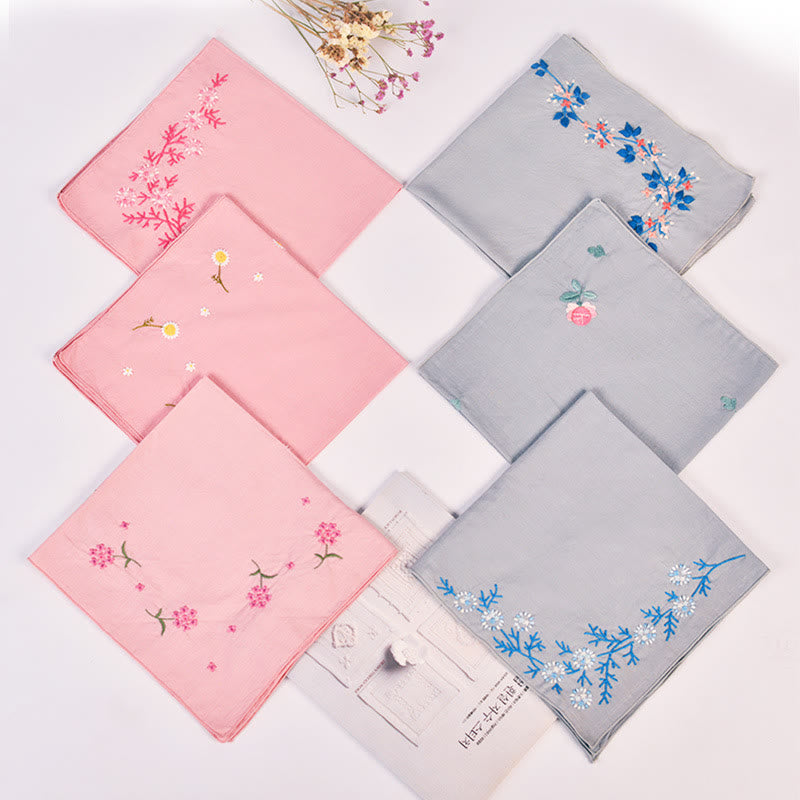 Embroidery Handkerchief Kit | Diy Floral Needlework |  Handicraft For Mother - image 1