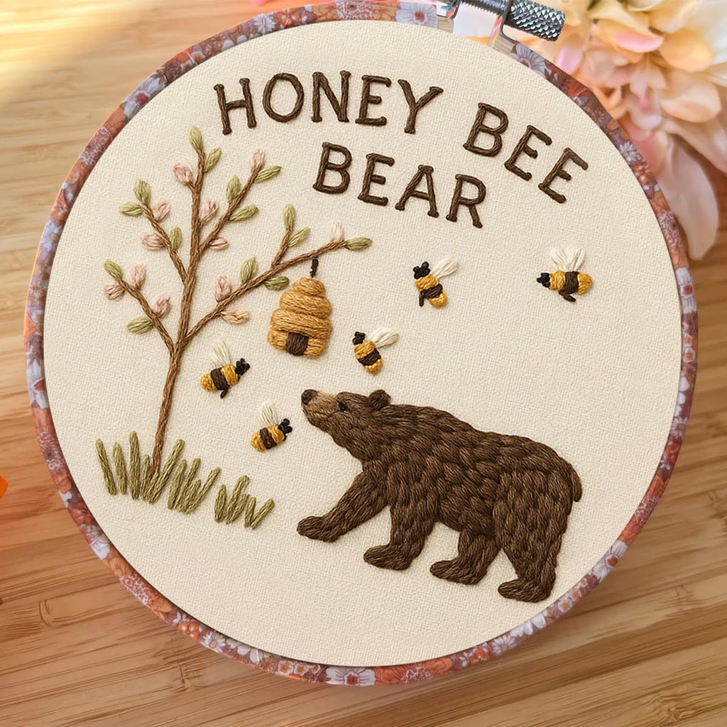 Rubbyoo Embroidery Kit - Bee And Bear | Cute Animal Craft - image 6