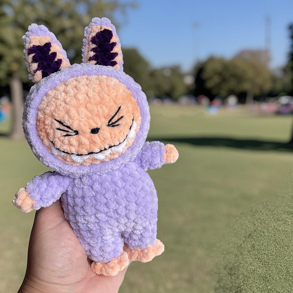 Diy Handmade  Labubu Crochet Kit - Smiling Bunny Doll | Adorable Crochet Gifts  - Purple - image 5