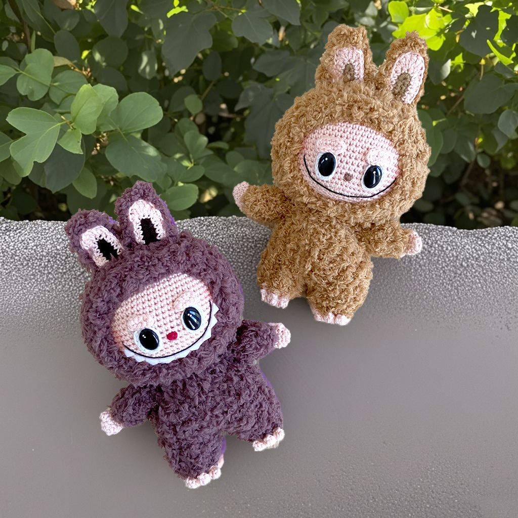 Diy Handmade Sweetie Labubu Crochet Kit - Creepy Bunny Toy | Cute Rabbit Craft  - Khaki - image 2