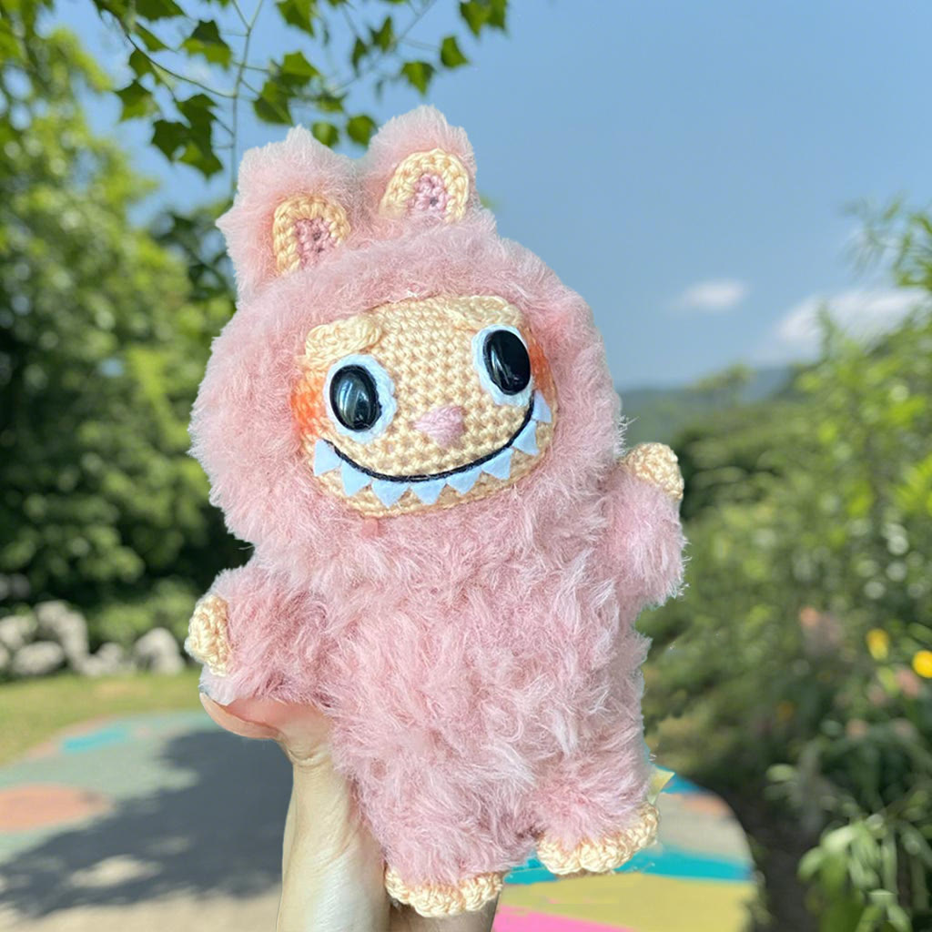 Diy Handmade Sweetie Labubu Crochet Kit - Creepy Bunny Toy | Cute Rabbit Craft  - Pink - image 1