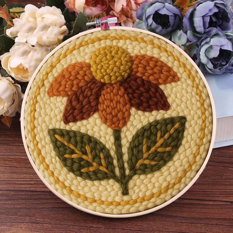  Fall Daisy Punch Needle Kit - Handmade Wall Hanging | Home Design Gifts - image 7