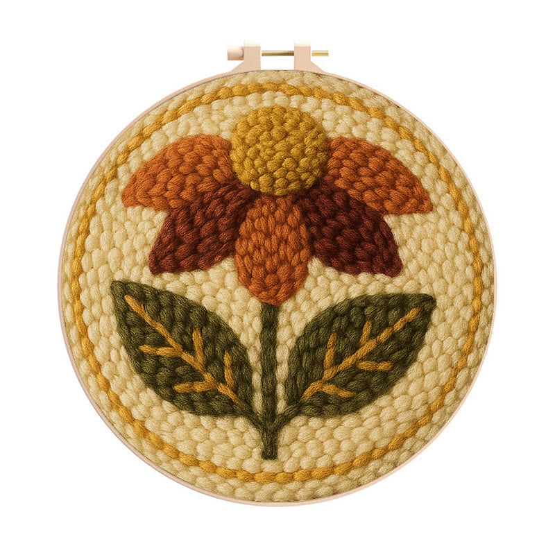  Fall Daisy Punch Needle Kit - Handmade Wall Hanging | Home Design Gifts - Fall Daisy Punch Needle Kit - image 0