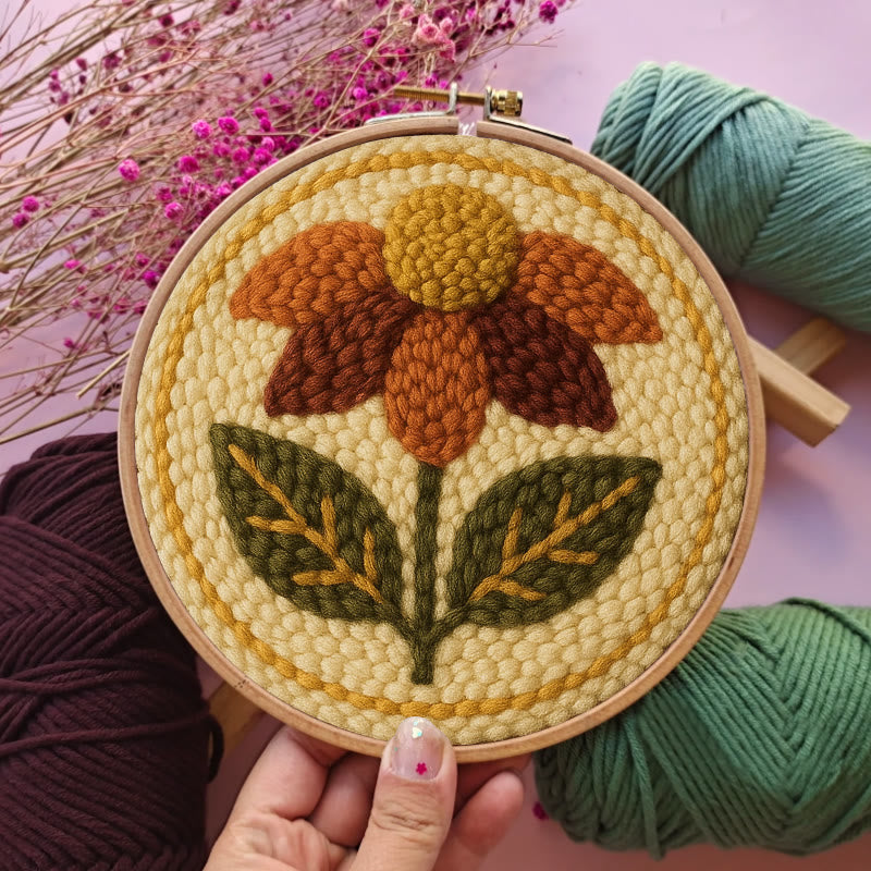  Fall Daisy Punch Needle Kit - Handmade Wall Hanging | Home Design Gifts - image 3