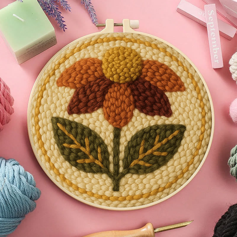 Fall Daisy Punch Needle Kit - Handmade Wall Hanging | Home Design Gifts - image 4