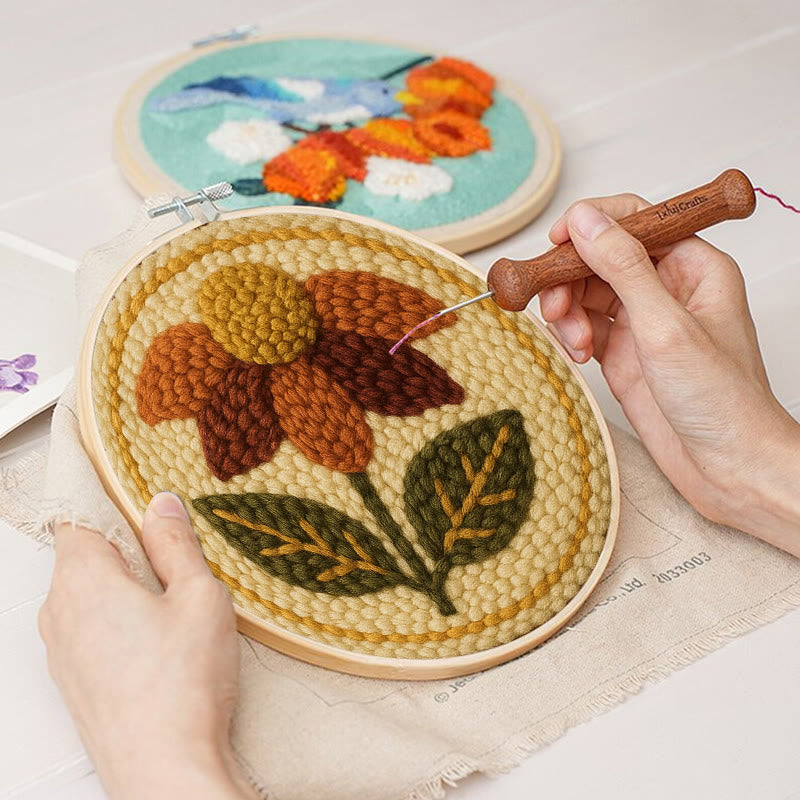  Fall Daisy Punch Needle Kit - Handmade Wall Hanging | Home Design Gifts - image 2