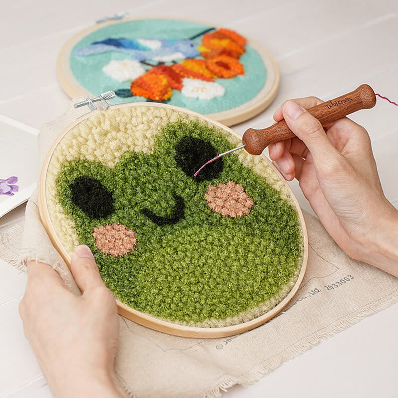  Cute Frog Punch Needle Kit -  Easy Animal Handicraft | Needle Art Work - image 3