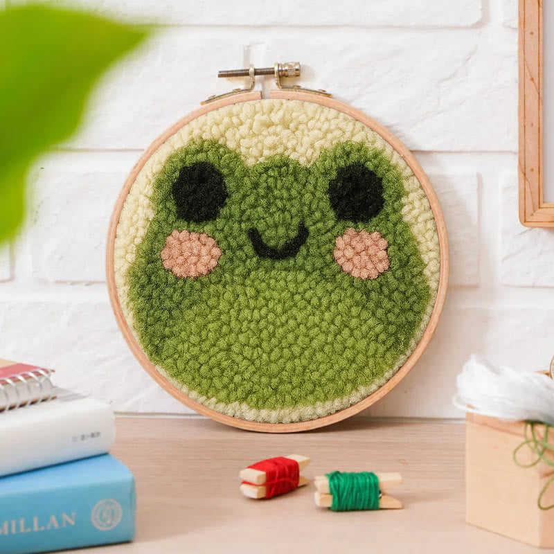  Cute Frog Punch Needle Kit -  Easy Animal Handicraft | Needle Art Work - image 2