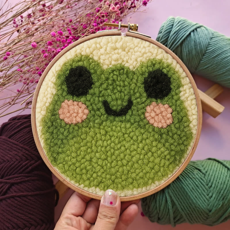  Cute Frog Punch Needle Kit -  Easy Animal Handicraft | Needle Art Work - image 5