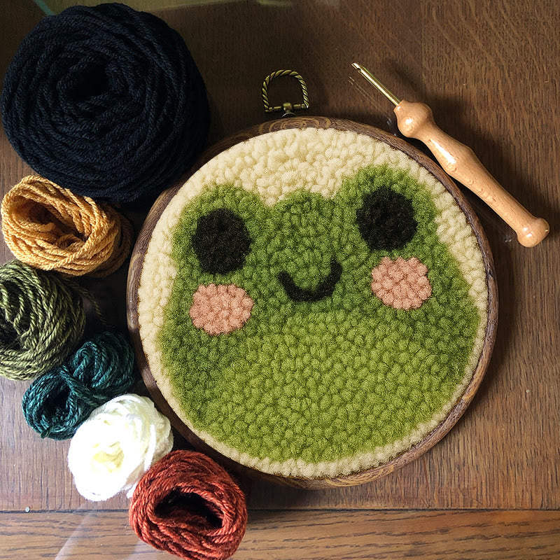  Cute Frog Punch Needle Kit -  Easy Animal Handicraft | Needle Art Work - image 8